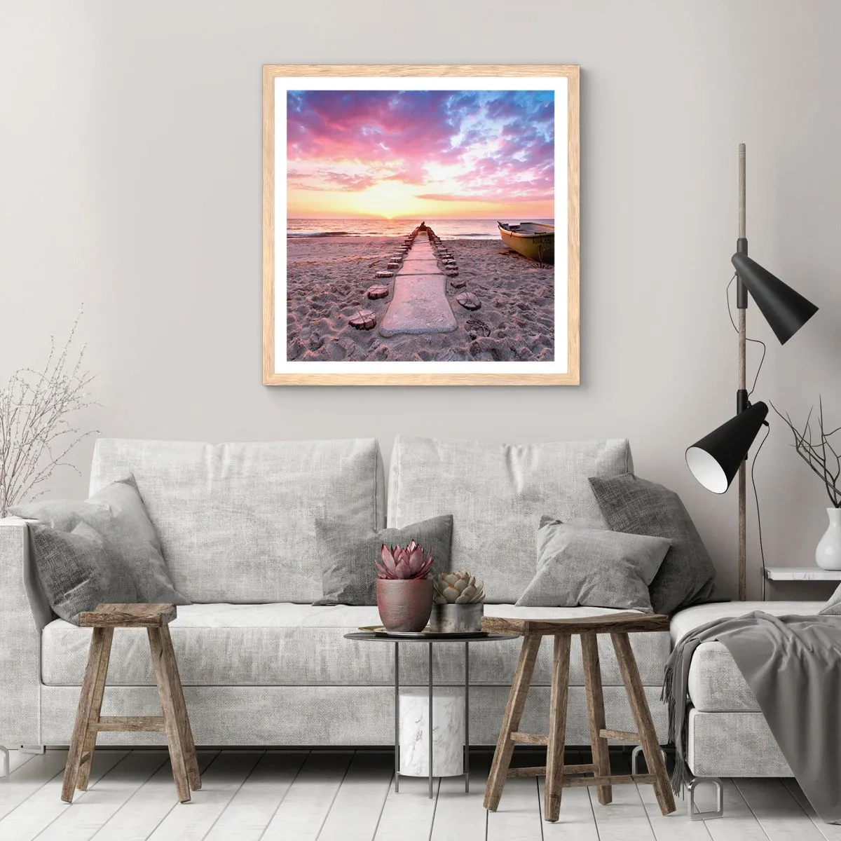 Affiche dans un chêne clair - Poster - Moment d'expérience profonde - 40x40 cm