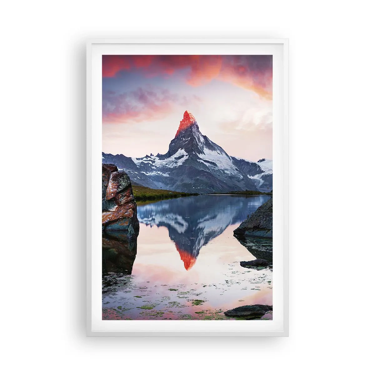 Affiche dans un cadre blanc - Poster - Le coeur des montagnes est chaud - 61x91 cm