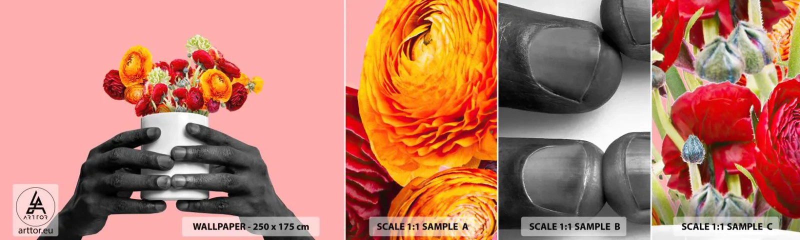 Échantillon de Papier Peint Autocollant Deluxe Sticker - Apothéose de la vie - Abstraction, Morceau, Fleurs - 100x30 cm