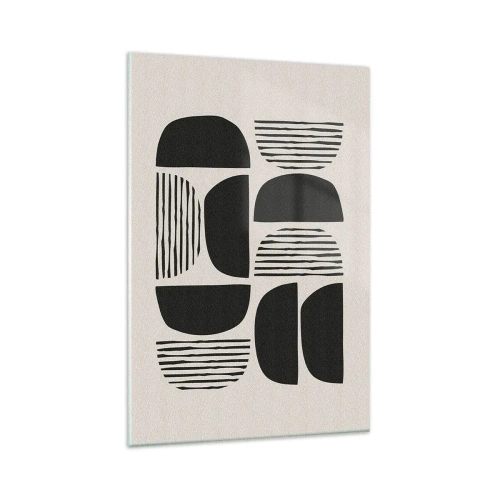 Impression sur verre - Image sur verre - Géométrie avec demi-cercles et lignes en noir sur fond clair - 80x120cm - Offres sans enthousiasme - Décoration murale moderne pour le salon et la chambre ARTTOR