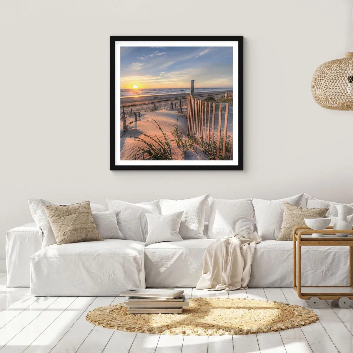 Affiche dans un cadre noir - Poster - Ombre et brillance du vent - 60x60 cm