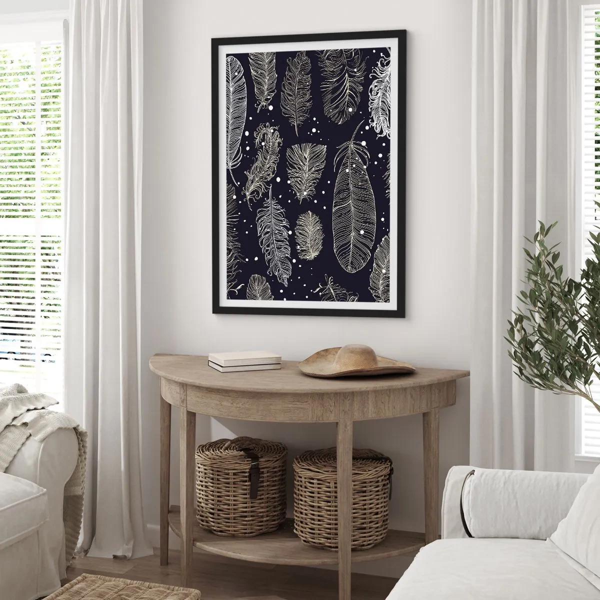 Affiche dans un cadre noir - Poster - Toile de plumes - 61x91 cm