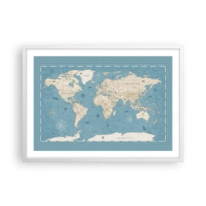 Affiche dans un cadre blanc - Poster - Le monde à porter de main - 70x50 cm