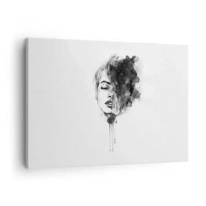 Impression sur toile - Image sur toile - Portrait artistique d'une femme en technique d'aquarelle avec des détails abstraits - 70x50cm - De quoi rêve la fille - Décoration murale moderne pour le salon et la chambre ARTTOR