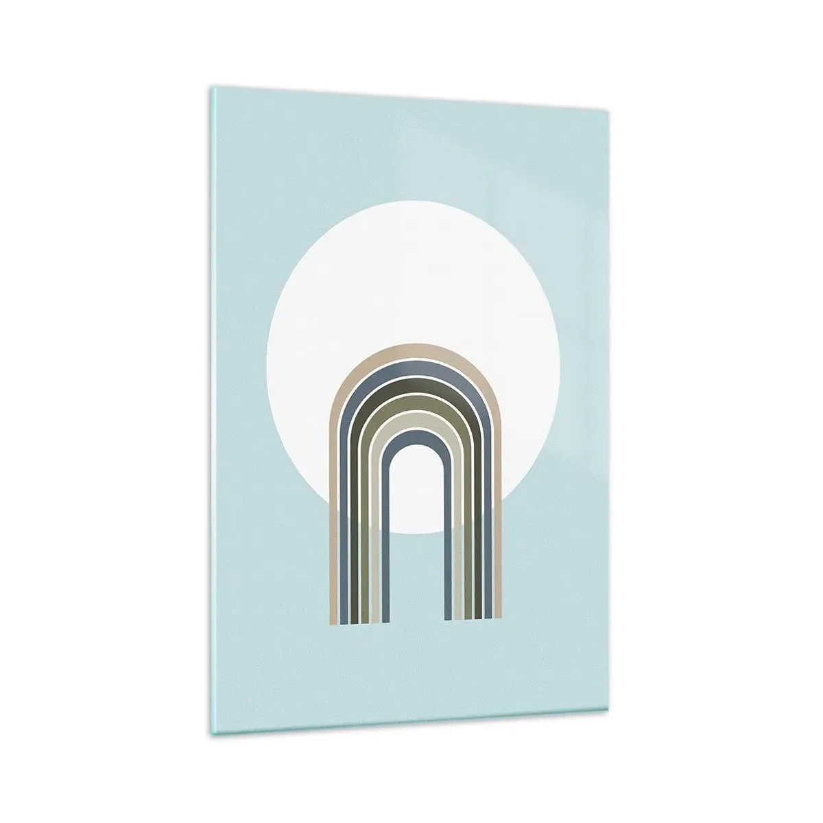 Impression sur verre - Image sur verre - Une composition minimaliste avec un cercle et des lignes sur un fond pastel. - 80x120cm - Attraction irrésistible - Décoration murale moderne pour le salon et la chambre ARTTOR