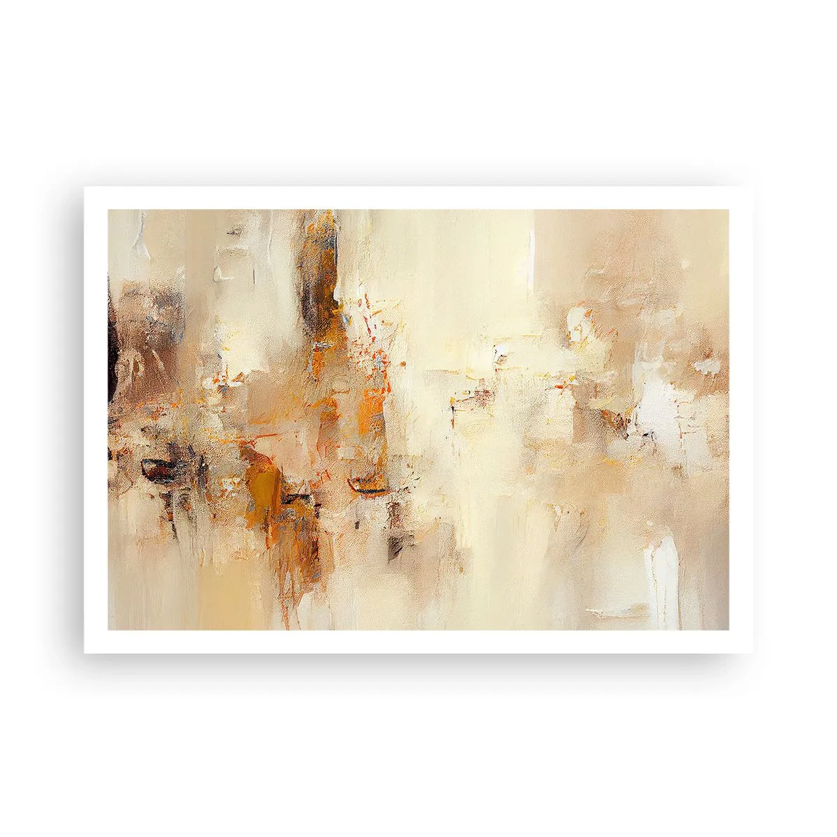 Affiche - Poster - Une composition abstraite dans des tons chauds de jaune et de marron. - 100x70cm - Âme de l'ambre - Décoration murale moderne pour le salon et la chambre ARTTOR