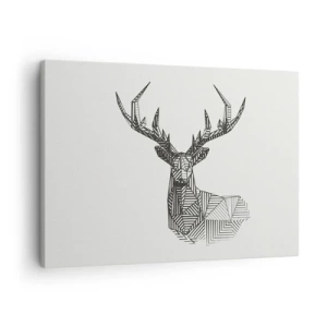 Impression sur toile - Image sur toile - Image géométrique d'un cerf dans un style minimaliste en noir et blanc - 70x50cm - Cerf dans un style cubique - Décoration murale moderne pour le salon et la chambre ARTTOR