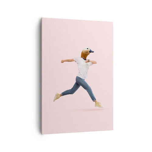 Impression sur toile - Image sur toile - Une figure surréaliste avec une tête de canard en mouvement - 70x100cm - Une pincée d'absurdité - Décoration murale moderne pour le salon et la chambre ARTTOR