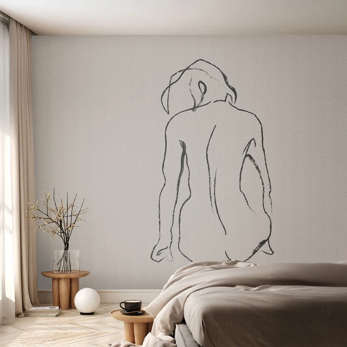Papier Peint Photo Premium Canvas - Femme nue - Acte, Doubler, Dessin - 250x175 cm