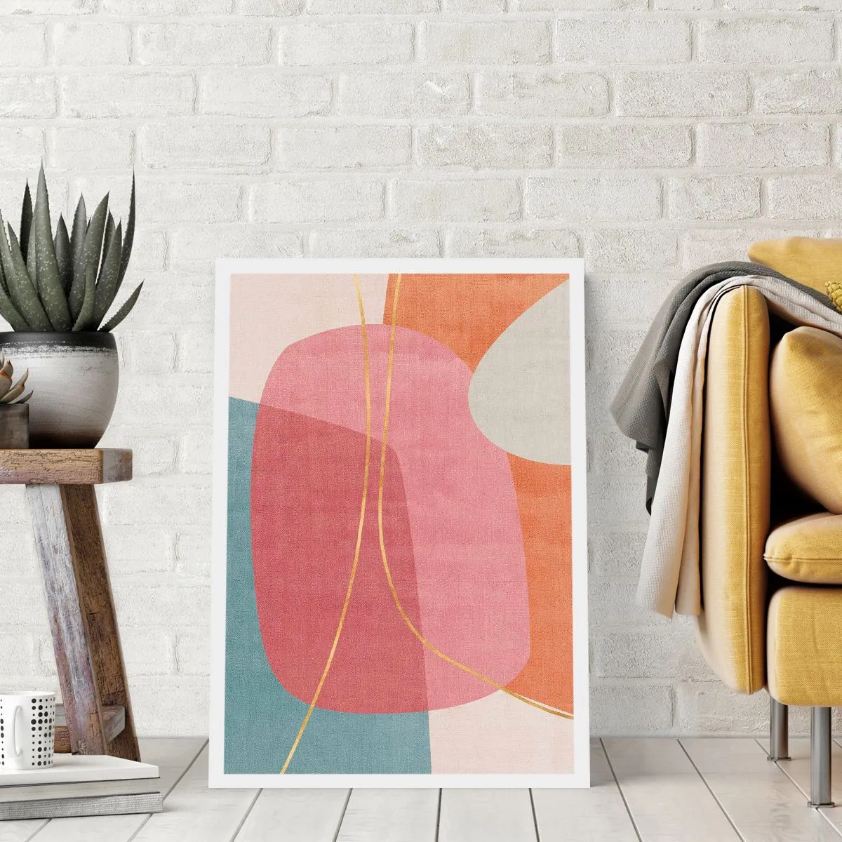 Affiche - Poster - Composition pastel au fil d'or - 61x91 cm