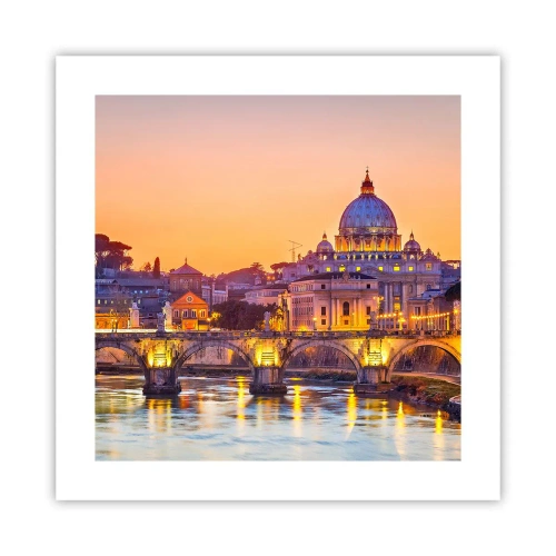 Affiche - Poster - Coucher de soleil sur la ville éternelle - 40x40 cm