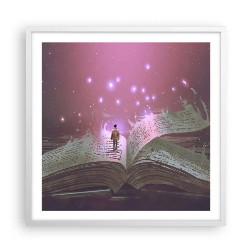 Affiche dans un cadre blanc - Poster - Invitation à un autre monde - lisez ! - 60x60 cm