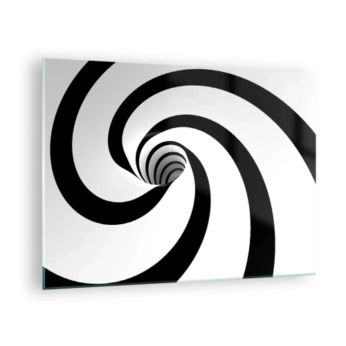 Impression sur verre - Image sur verre - Motif en spirale hypnotique en noir et blanc - 70x50cm - Céder au vortex ? - Décoration murale moderne pour le salon et la chambre ARTTOR