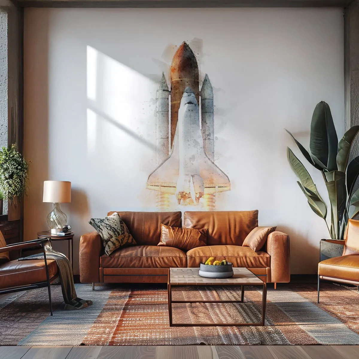 Papier Peint Photo Standard Eco - Des explorateurs pour commencer - Une fusée spatiale, Cosmos, Minimalisme - 400x280 cm