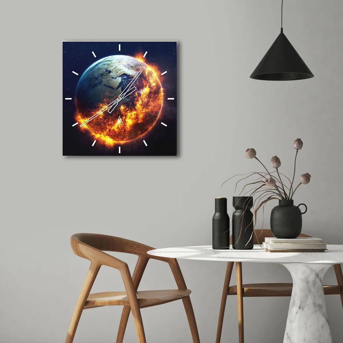 Horloge murale - Pendule murale - La flamme de l'apocalypse - 40x40 cm
