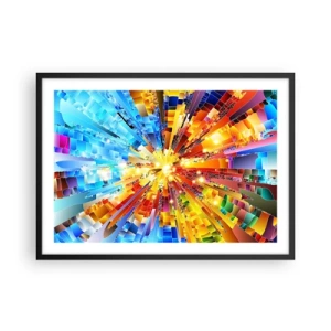Affiche dans un cadre noir - Poster - Une explosion dynamique de couleurs et de lumière - 70x50cm - In medias res - Décoration murale moderne pour le salon et la chambre ARTTOR
