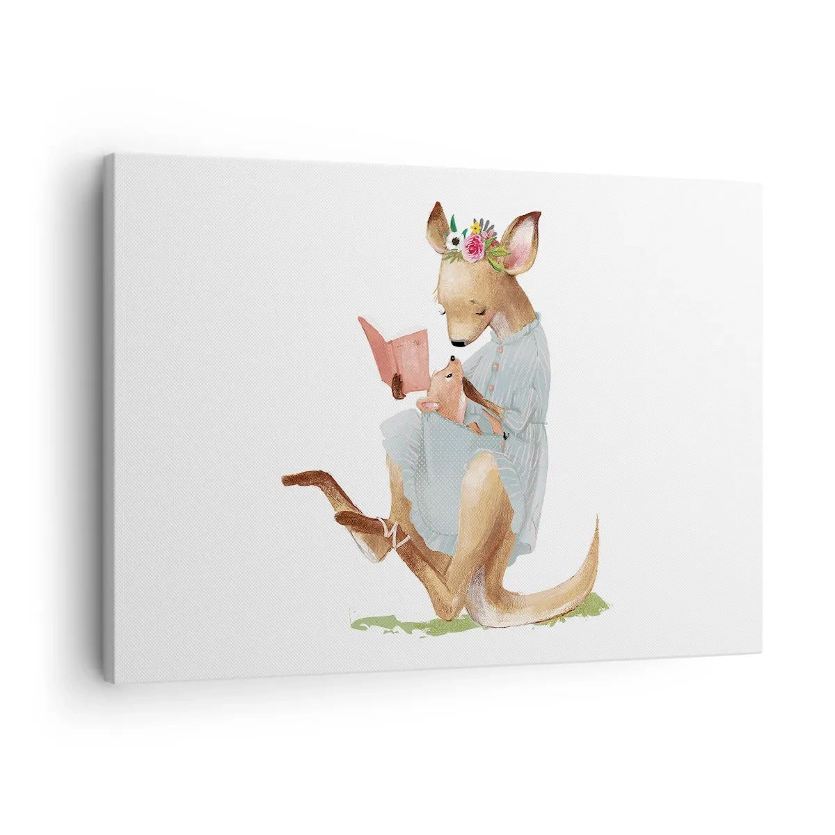 Impression sur toile - Image sur toile - Kanga lisant un livre avec un bébé - 70x50cm - Lis-moi maman - Décoration murale moderne pour le salon et la chambre ARTTOR