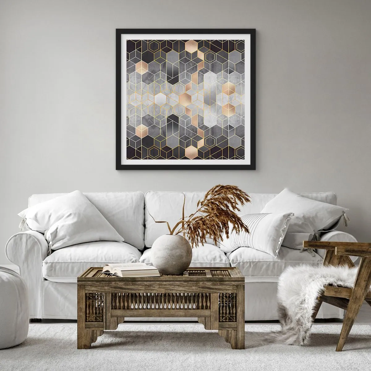 Affiche dans un cadre noir - Poster - Composition de diamants - 30x30 cm
