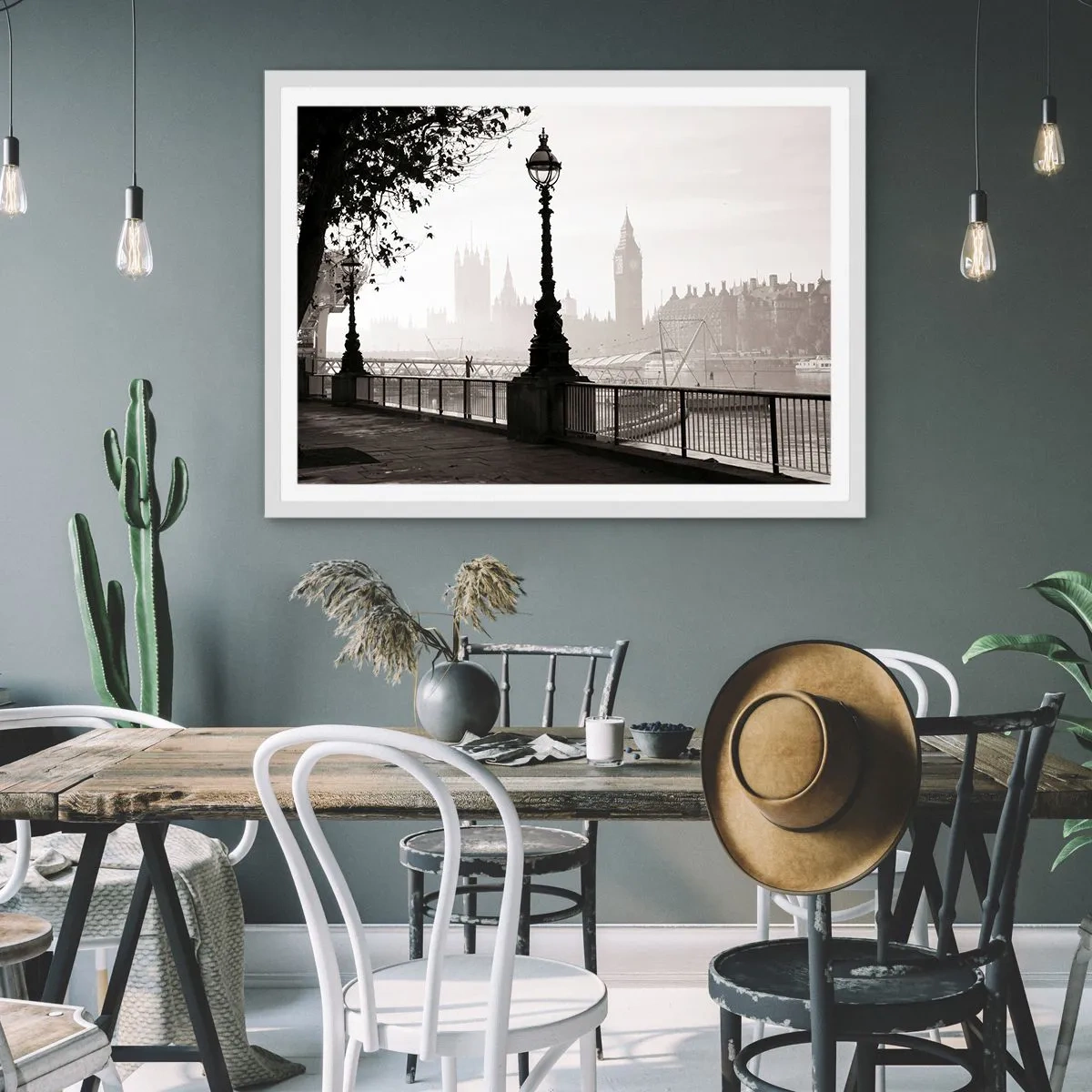 Affiche dans un cadre blanc - Poster - Un matin londonien - 100x70 cm