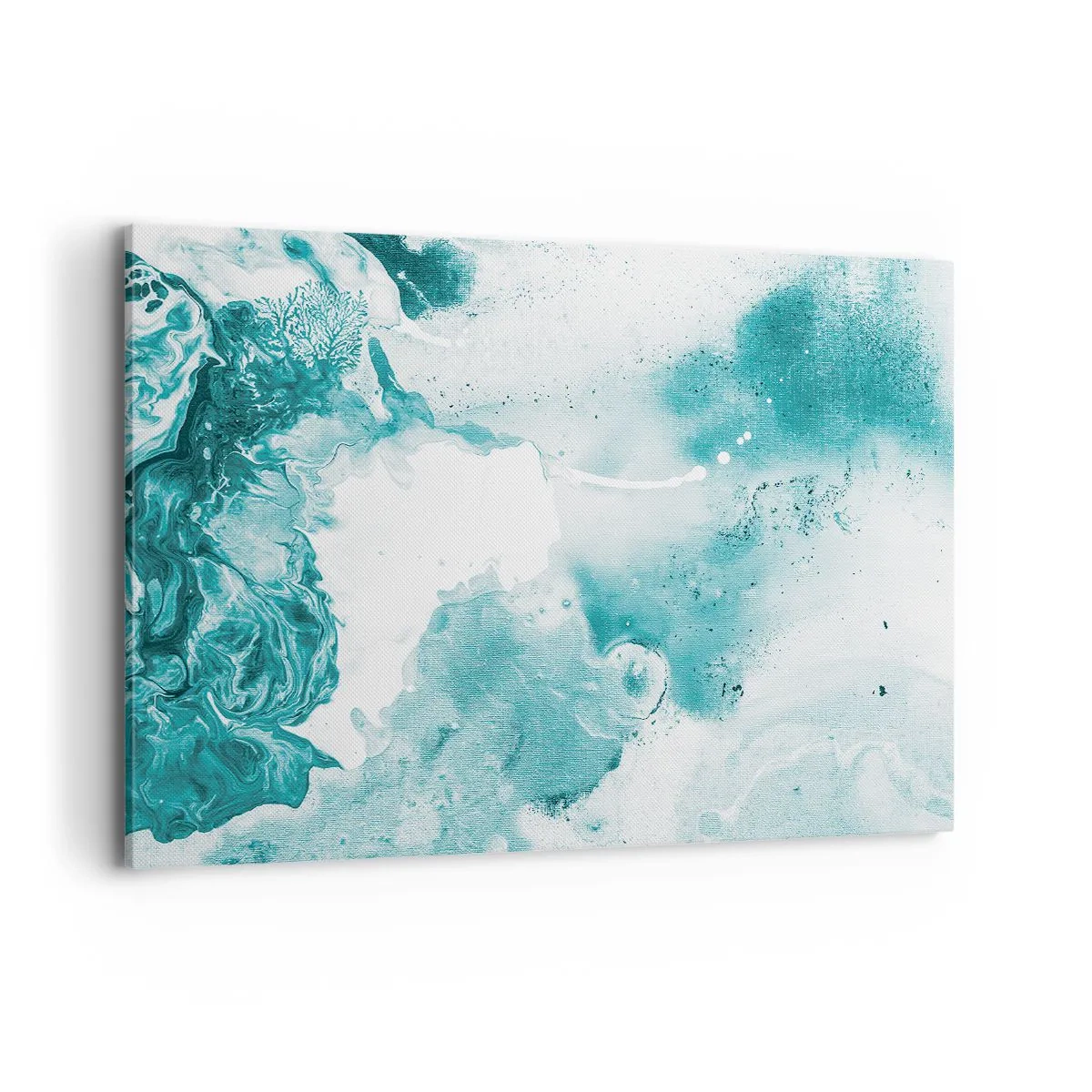 Impression sur toile - Image sur toile - Abstraction dans des tons de bleu avec de délicats accents de blanc - 120x80cm - Marécage bleu - Décoration murale moderne pour le salon et la chambre ARTTOR