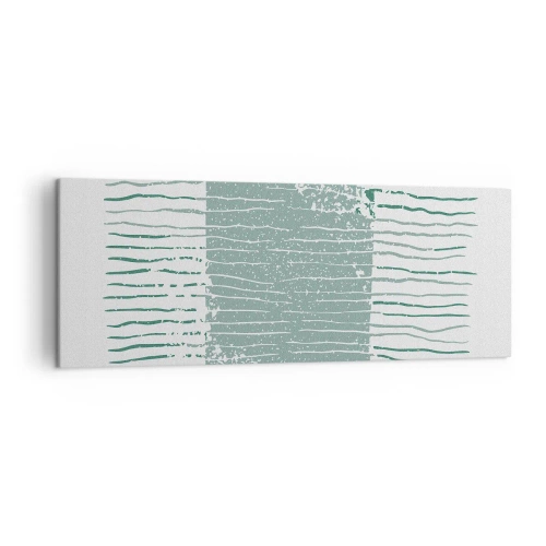 Impression sur toile - Image sur toile - Motif géométrique dans les tons vert mer et blanc - 140x50cm - Abstraction de la mer - Décoration murale moderne pour le salon et la chambre ARTTOR