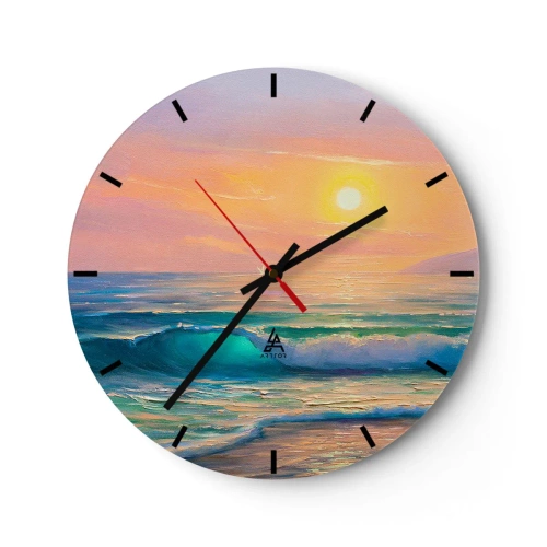 Horloge murale - Pendule murale - Le chant turquoise des vagues - 40x40 cm