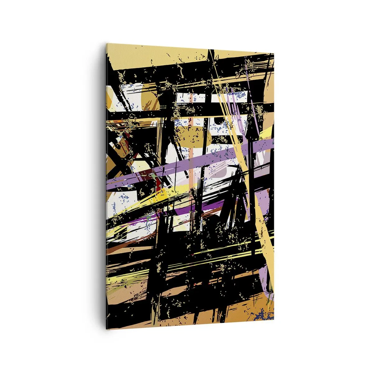 Impression sur toile - Image sur toile - Lignes et formes abstraites sur fond beige - 80x120cm - Une coupe nette - Décoration murale moderne pour le salon et la chambre ARTTOR