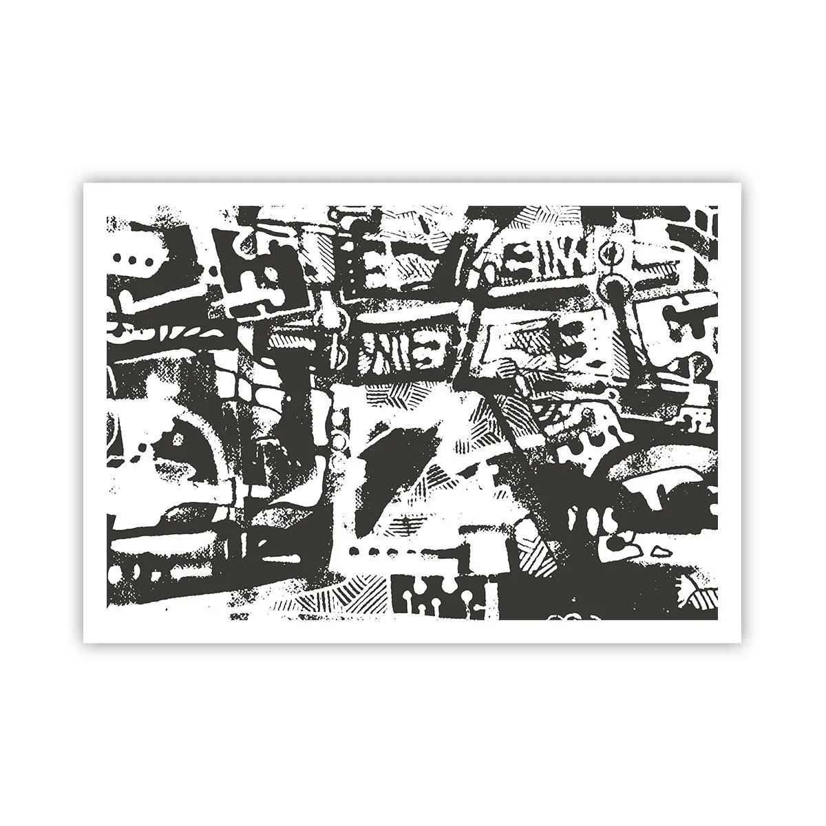Affiche - Poster - Motif rétro monochrome abstrait - 100x70cm - Ordre ou chaos? - Décoration murale moderne pour le salon et la chambre ARTTOR