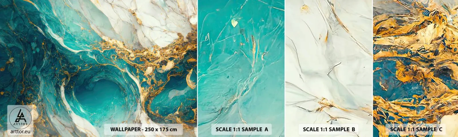 Échantillon De Papier Peint Standard Eco - Composition en veines d'or - Abstraction, Marbre, Pierre - 100x30 cm