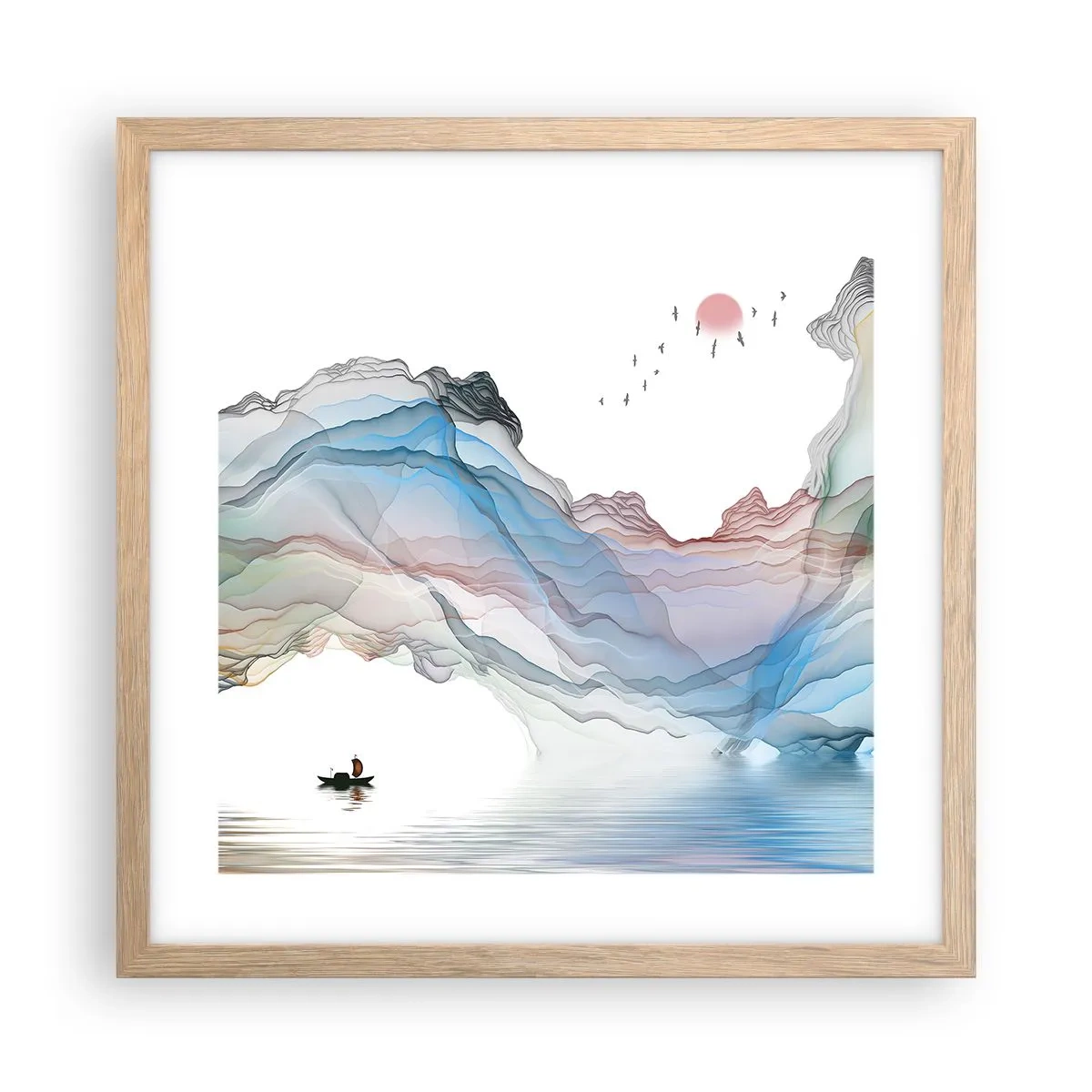 Affiche dans un chêne clair - Poster - Vers les montagnes de cristal - 40x40 cm
