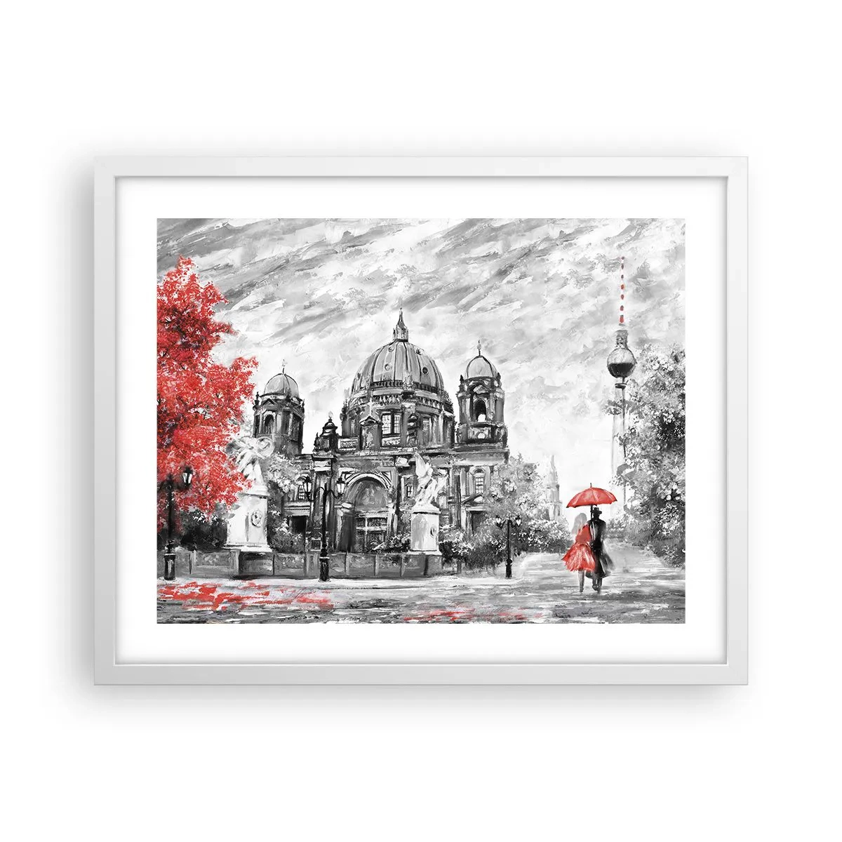Affiche dans un cadre blanc - Poster - Rencontre berlinoise - 50x40 cm