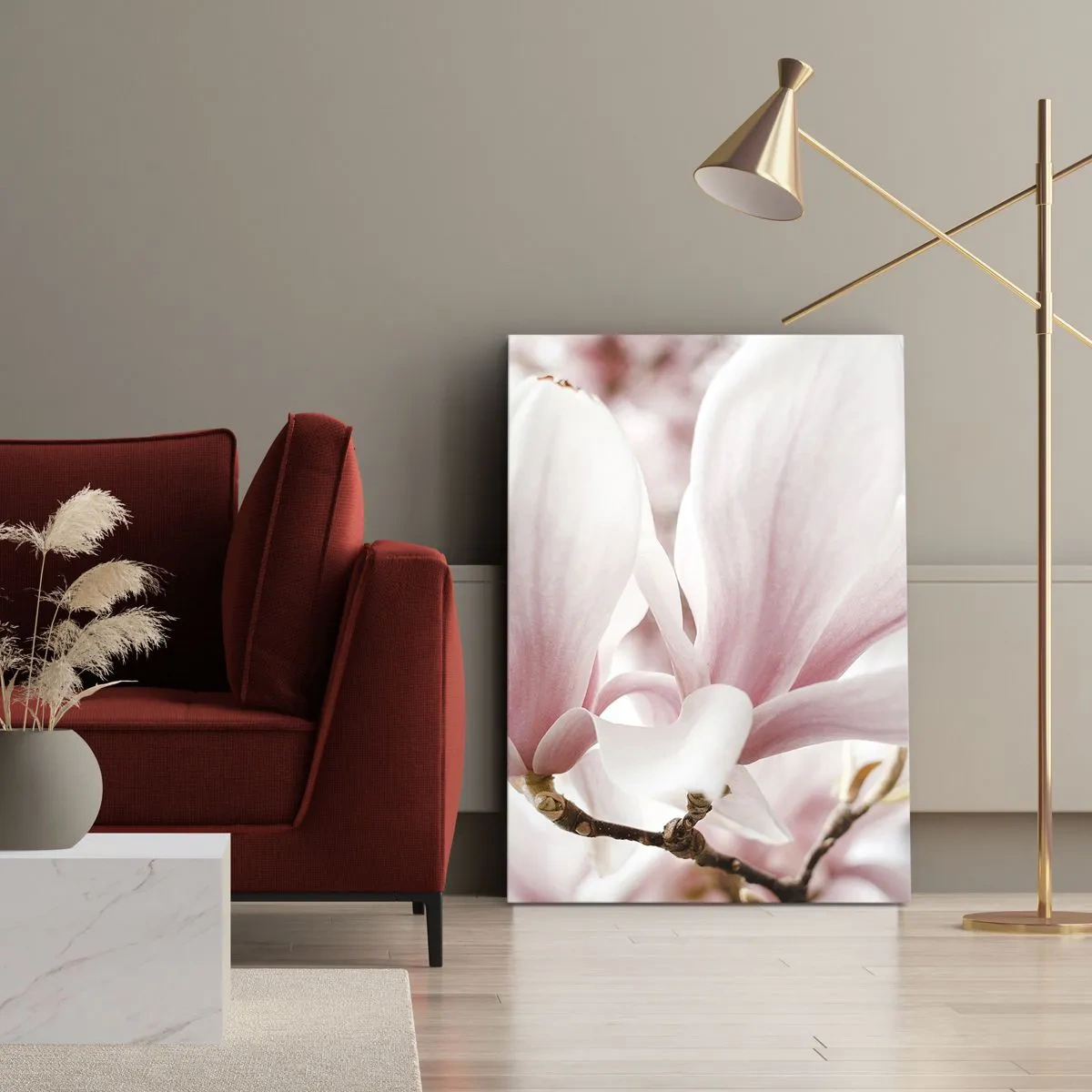 Impression sur toile - Image sur toile - Fleurs de magnolia délicates aux tons pastel - 80x120cm - Abondance de tendresse - Décoration murale moderne pour le salon et la chambre ARTTOR