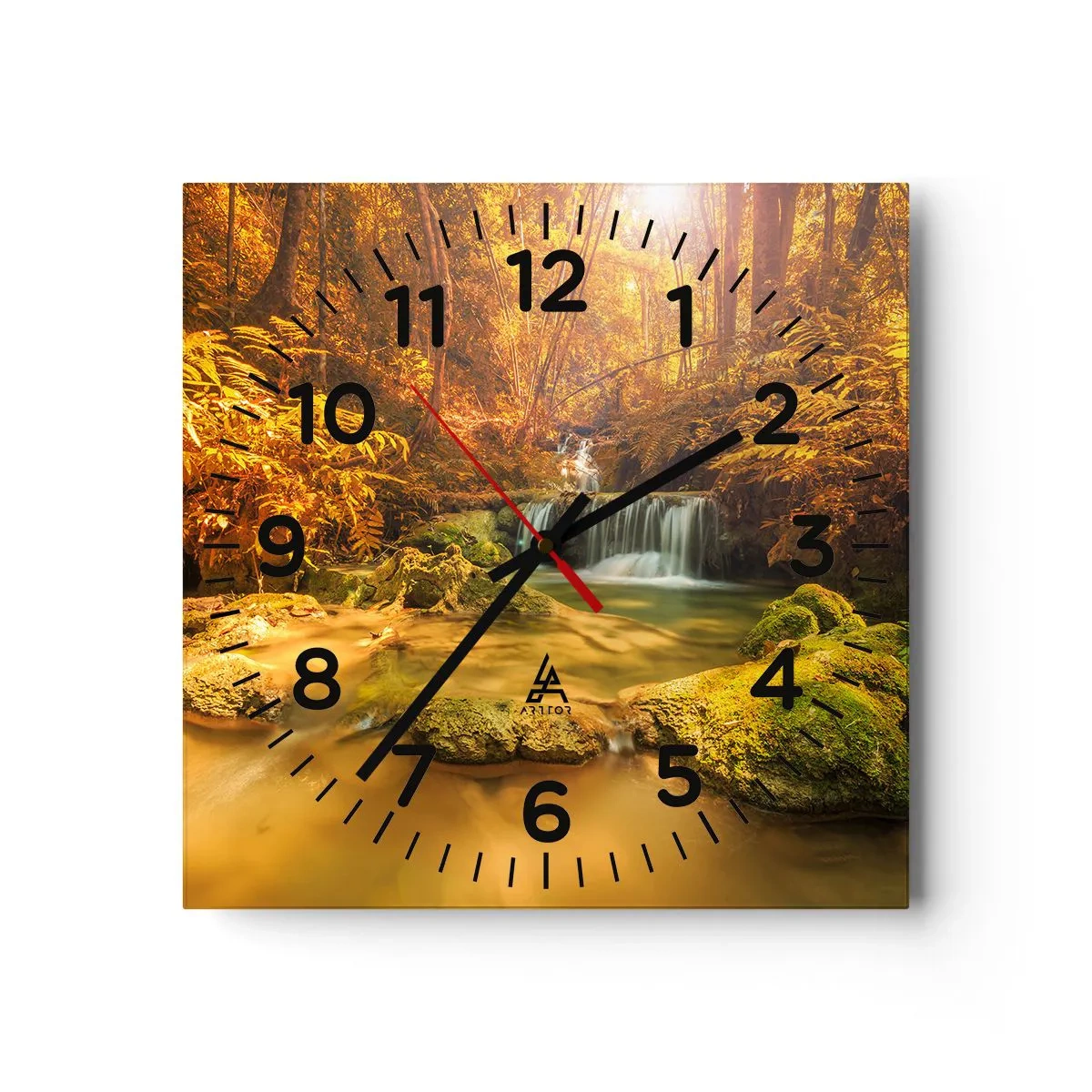 Horloge murale - Pendule murale - Cascade de forêt en or - 30x30 cm