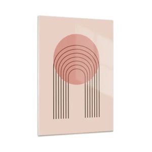 Impression sur verre - Image sur verre - Graphismes géométriques minimalistes dans des tons beiges - 50x70cm - Attraction irrésistible - Décoration murale moderne pour le salon et la chambre ARTTOR