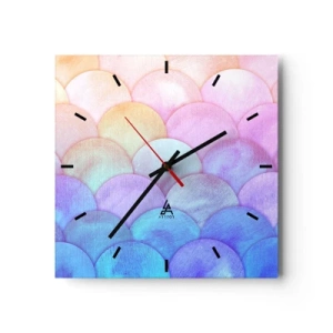 Horloge murale - Pendule murale - Échelles abstraites aux tons pastel - 30x30cm - Écailles de perles - Décoration murale moderne pour le salon et la chambre ARTTOR