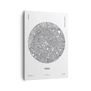 Impression sur toile - Image sur toile - Carte de Paris dans un style minimaliste - 50x70cm - Anatomie de Paris - Décoration murale moderne pour le salon et la chambre ARTTOR