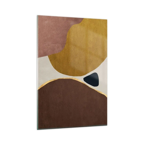 Impression sur verre - Image sur verre - Une composition abstraite avec des formes géométriques aux couleurs chaudes. - 80x120cm - L'abstraction – une place dans l'espace - Décoration murale moderne pour le salon et la chambre ARTTOR