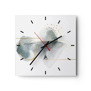 Horloge murale - Pendule murale - Une composition abstraite dans des tons turquoise et or. - 30x30cm - À propos de la relation entre le gris et l'or - Décoration murale moderne pour le salon et la chambre ARTTOR