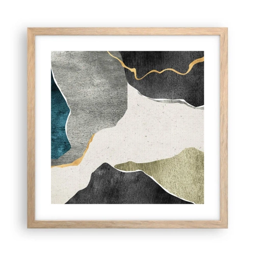 Affiche dans un chêne clair - Poster - Composition mosaïque avec un fil d'or - 40x40 cm