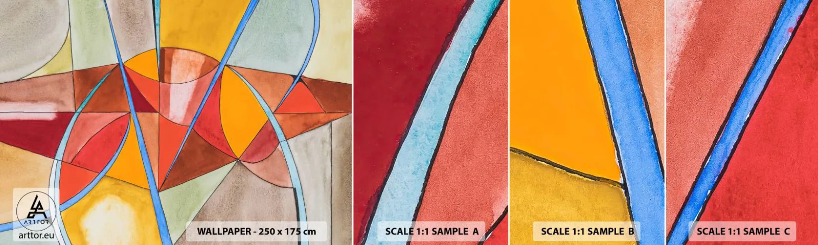 Échantillon de Papier Peint Autocollant Deluxe Sticker - Le carrousel, le carrousel des rêves - Abstraction, Morceau, Modèle moderne - 100x30 cm