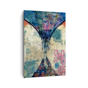 Impression sur toile - Image sur toile - Papillon sur un fond artistique abstrait avec des détails colorés - 70x100cm - Fragilité subtile - Décoration murale moderne pour le salon et la chambre ARTTOR