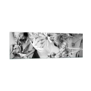 Impression sur verre - Image sur verre - Compositions florales en noir et blanc dans un style artistique subtil - 160x50cm - Non-un bouquet de fleurs - Décoration murale moderne pour le salon et la chambre ARTTOR