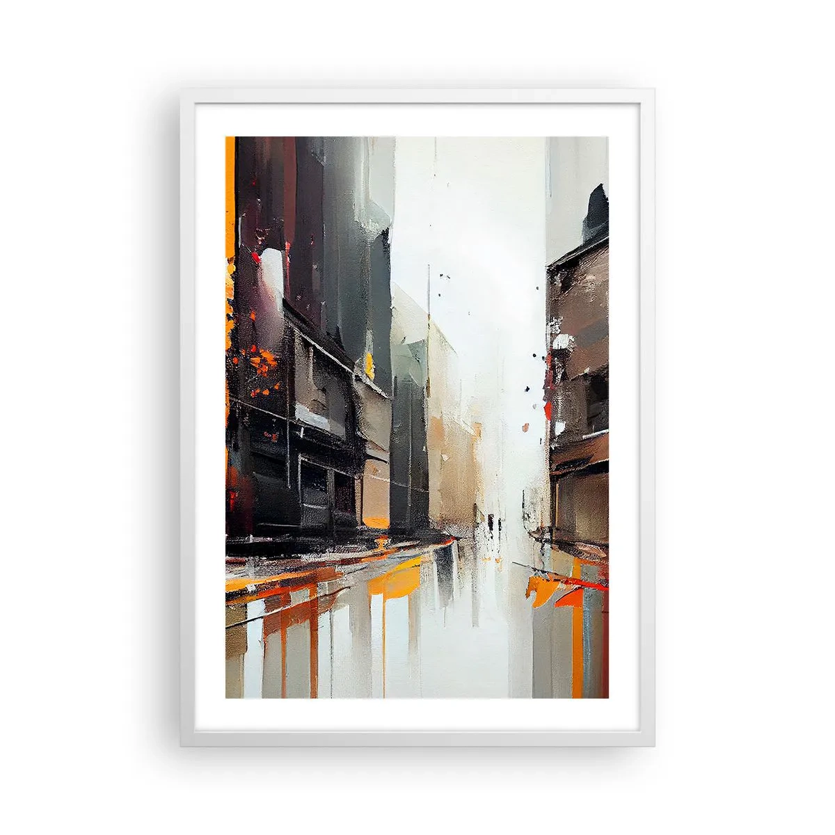 Affiche dans un cadre blanc - Poster - Jour de pluie - 50x70 cm