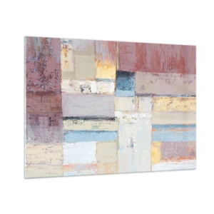 Impression sur verre - Image sur verre - Composition géométrique abstraite aux couleurs pastel - 100x70cm - Le calme de la géométrie - Décoration murale moderne pour le salon et la chambre ARTTOR