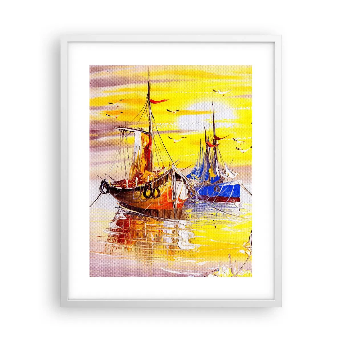 Affiche dans un cadre blanc - Poster - Un repos bien mérité au port - 40x50 cm