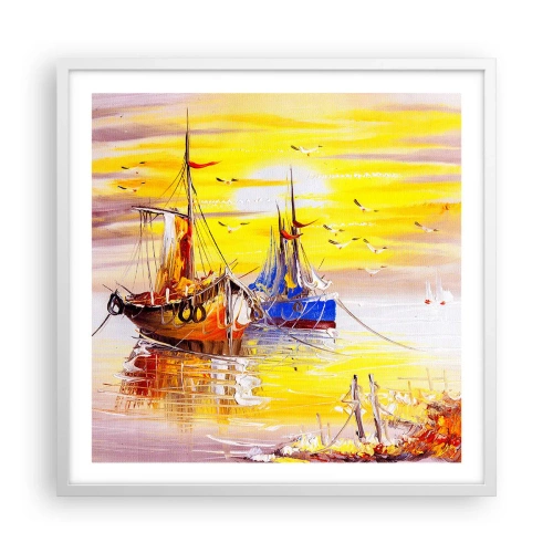 Affiche dans un cadre blanc - Poster - Un repos bien mérité au port - 60x60 cm