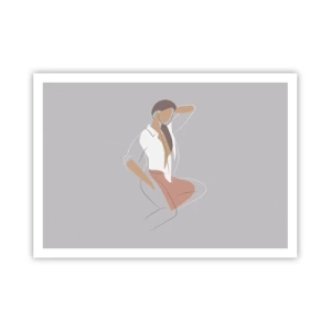 Affiche - Poster - Un portrait minimaliste d'une femme aux couleurs pastel. - 100x70cm - Contour gracieux - Décoration murale moderne pour le salon et la chambre ARTTOR