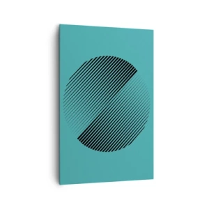 Impression sur toile - Image sur toile - Un cercle minimaliste avec des lignes sur un fond turquoise. - 80x120cm - Cercle – une variation géométrique - Décoration murale moderne pour le salon et la chambre ARTTOR