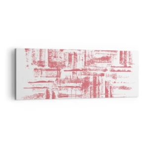 Impression sur toile - Image sur toile - Textures roses abstraites sur fond blanc - 140x50cm - La ville rouge - Décoration murale moderne pour le salon et la chambre ARTTOR