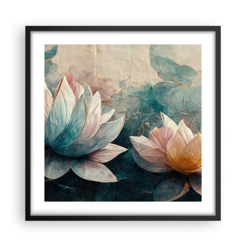 Affiche dans un cadre noir - Poster - Les étoiles du lac - 50x50 cm